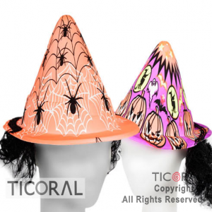 SOMBRERO BRUJA FLUO FANTASIA CN PELO HALLOWEEN MODELOS SURTIDOS x 6
